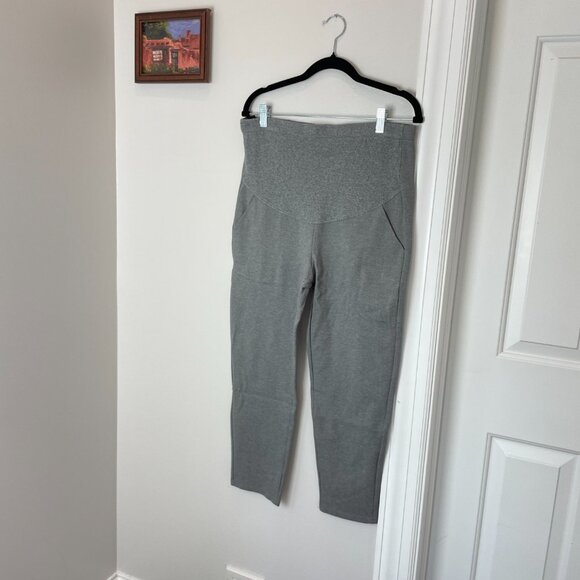 Gray Maternity Trouser Pants - Over-the-belly with stretch - ankle length - Picture 3 of 15